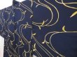 Photo2: 5308T11z480 Vintage Japanese Kimono Silk HAORI Leaf Dark navy (2)