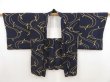 Photo5: 5308T11z480 Vintage Japanese Kimono Silk HAORI Leaf Dark navy (5)