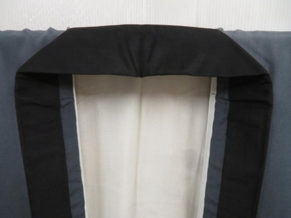 Photo6: 5308T13z410  Japanese Kimono Silk Men's JUBAN Mallet Dark gray (6)
