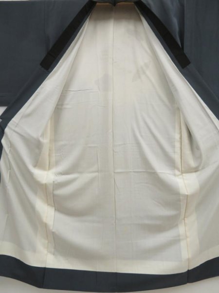 Photo8: 5308T13z410  Japanese Kimono Silk Men's JUBAN Mallet Dark gray (8)
