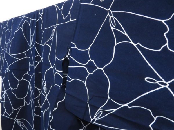 Photo2: 5309T01z480 Vintage Japanese Kimono Cotton YUKATA Butterfly Indigo (2)