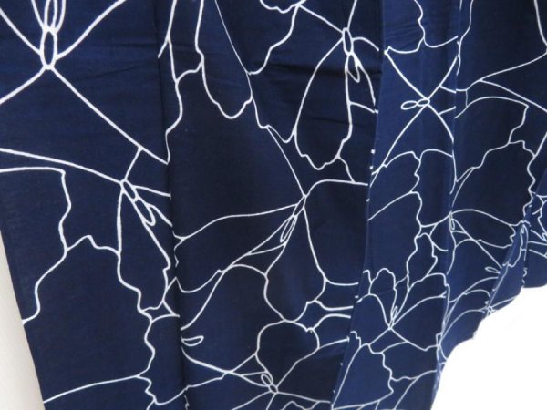 Photo3: 5309T01z480 Vintage Japanese Kimono Cotton YUKATA Butterfly Indigo (3)