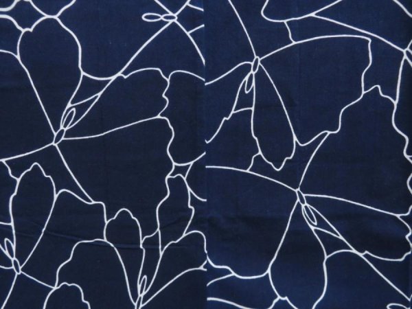 Photo5: 5309T01z480 Vintage Japanese Kimono Cotton YUKATA Butterfly Indigo (5)