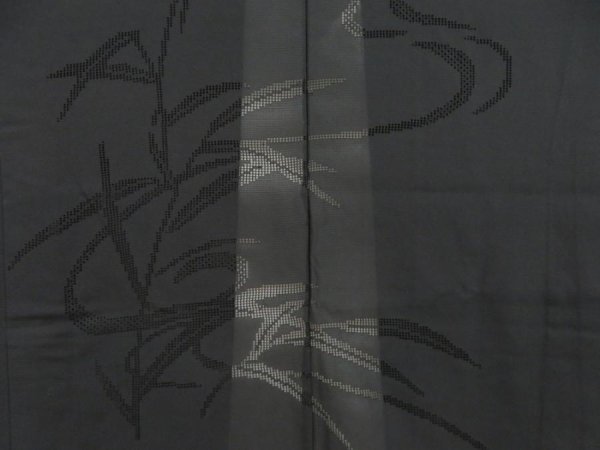 Photo3: 5309T06z360 Vintage Japanese Kimono Silk See through HAORI Bamboo grass Black (3)