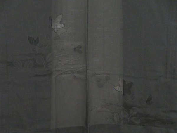 Photo3: 5309T08z290 Vintage Japanese Kimono Silk See through HAORI Flower Black (3)