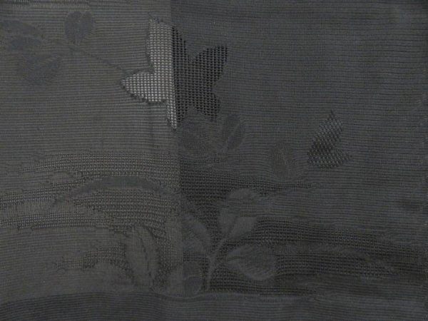 Photo4: 5309T08z290 Vintage Japanese Kimono Silk See through HAORI Flower Black (4)