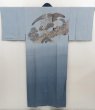 Photo1: 5309T10z460  Japanese Kimono Silk Men's JUBAN Hawk Dull light blue (1)