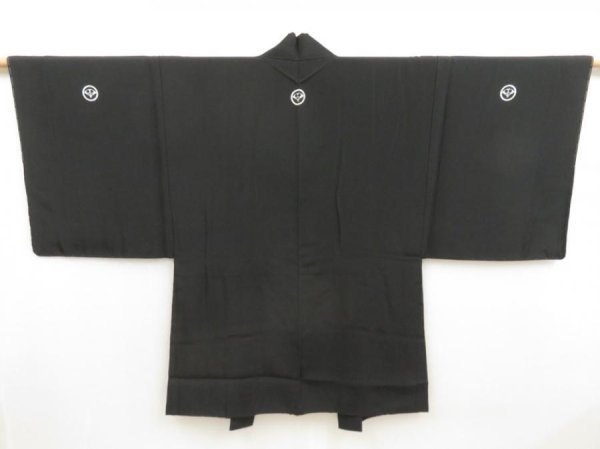 Photo3: 5309T12z680 Vintage Japanese Kimono Silk Men's HAORI Mt.Fuji Black (3)