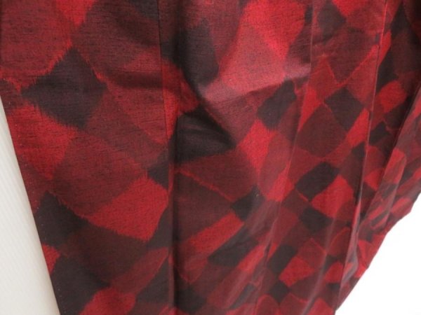 Photo5: 5309T14z830 Vintage Japanese Kimono Silk TSUMUGI  Dark red (5)
