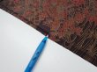 Photo6: 4K01z60  Japanese Kimono Silk  FABRIC Flowers Dark brown 38.6x14.6 (6)