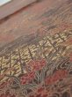 Photo4: 4K02z60  Japanese Kimono Silk  FABRIC Flowers Dark brown 37.8x14.6 (4)