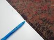 Photo6: 4K02z60  Japanese Kimono Silk  FABRIC Flowers Dark brown 37.8x14.6 (6)