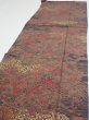 Photo3: 4K03z90  Japanese Kimono Silk  FABRIC Flowers Dark brown 66.1x14.6 (3)