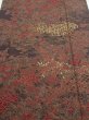 Photo1: 4K04z90  Japanese Kimono Silk  FABRIC Flowers Dark brown 66.1x14.6 (1)