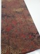 Photo2: 4K04z90  Japanese Kimono Silk  FABRIC Flowers Dark brown 66.1x14.6 (2)