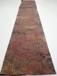 Photo5: 4K04z90  Japanese Kimono Silk  FABRIC Flowers Dark brown 66.1x14.6 (5)
