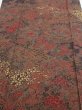 Photo1: 4K06z90  Japanese Kimono Silk  FABRIC Flowers Dark brown 66.1x14.6 (1)