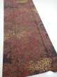 Photo2: 4K06z90  Japanese Kimono Silk  FABRIC Flowers Dark brown 66.1x14.6 (2)