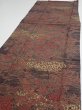 Photo3: 4K06z90  Japanese Kimono Silk  FABRIC Flowers Dark brown 66.1x14.6 (3)