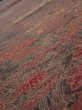 Photo4: 4K06z90  Japanese Kimono Silk  FABRIC Flowers Dark brown 66.1x14.6 (4)