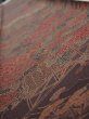 Photo4: 4K07z50  Japanese Kimono Silk  FABRIC Flowers Dark brown 61.8x7.1 (4)
