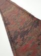 Photo1: 4K08z50  Japanese Kimono Silk  FABRIC Flowers Dark brown 59.8x7.1 (1)