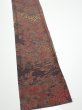 Photo2: 4K08z50  Japanese Kimono Silk  FABRIC Flowers Dark brown 59.8x7.1 (2)
