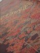 Photo4: 4K08z50  Japanese Kimono Silk  FABRIC Flowers Dark brown 59.8x7.1 (4)