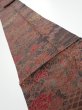 Photo1: 4K09z70  Japanese Kimono Silk  FABRIC Flowers Dark brown 93.7x7.3 (1)