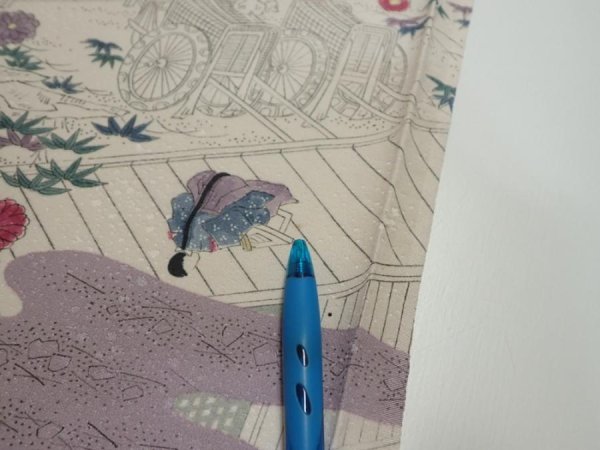 Photo6: 4K01z50  Japanese Kimono Silk  FABRIC Princess Smoky white 41.7x14.0 (6)