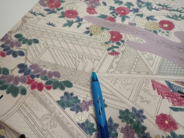 Photo6: 4K02z50  Japanese Kimono Silk  FABRIC Princess Smoky white 42.1x14.0 (6)