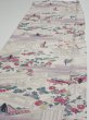 Photo3: 4K04z80  Japanese Kimono Silk  FABRIC Princess Smoky white 63.0x14.0 (3)