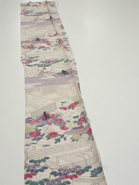 Photo3: 4K08z40  Japanese Kimono Silk  FABRIC Princess Smoky white 57.5x6.9 (3)