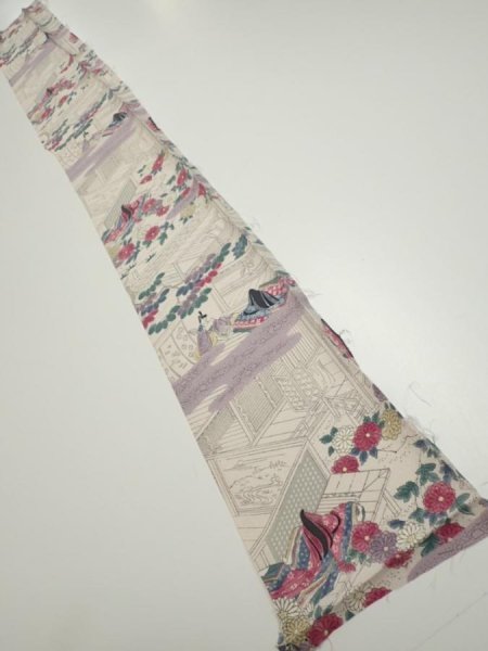 Photo5: 4K08z40  Japanese Kimono Silk  FABRIC Princess Smoky white 57.5x6.9 (5)