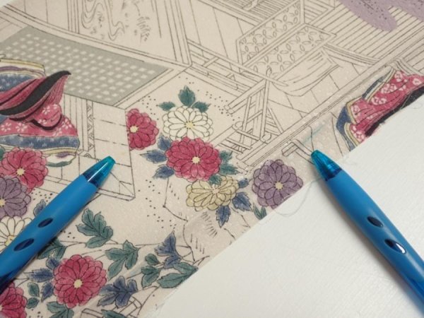 Photo7: 4K08z40  Japanese Kimono Silk  FABRIC Princess Smoky white 57.5x6.9 (7)