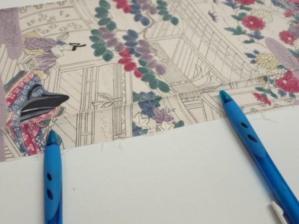 Photo8: 4K08z40  Japanese Kimono Silk  FABRIC Princess Smoky white 57.5x6.9 (8)