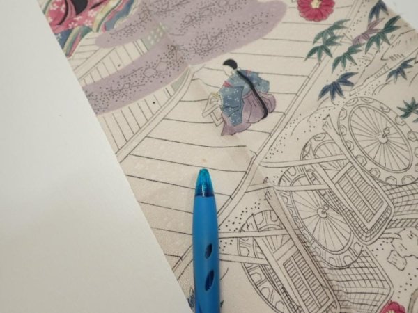 Photo7: 4K09z50  Japanese Kimono Silk  FABRIC Princess Smoky white 78.7x6.9 (7)