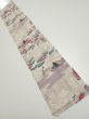 Photo1: 4K10z30  Japanese Kimono Silk  FABRIC Princess Smoky white 39.4x6.9 (1)