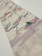 Photo2: 4K10z30  Japanese Kimono Silk  FABRIC Princess Smoky white 39.4x6.9 (2)