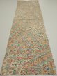 Photo5: 4K01z70  Japanese Kimono Silk  FABRIC Flowers Lime white 44.1x14.0 (5)