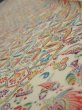 Photo4: 4K08z40  Japanese Kimono Silk  FABRIC Flowers Lime white 56.7x7.1 (4)