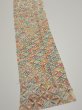 Photo2: 4K09z60  Japanese Kimono Silk  FABRIC Flowers Lime white 74.0x6.9 (2)