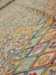 Photo4: 4K09z60  Japanese Kimono Silk  FABRIC Flowers Lime white 74.0x6.9 (4)