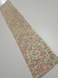 Photo1: 4K10z30  Japanese Kimono Silk  FABRIC Flowers Lime white 38.2x6.9 (1)
