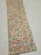 Photo3: 4K10z30  Japanese Kimono Silk  FABRIC Flowers Lime white 38.2x6.9 (3)