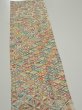 Photo4: 4K10z30  Japanese Kimono Silk  FABRIC Flowers Lime white 38.2x6.9 (4)