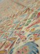 Photo5: 4K10z30  Japanese Kimono Silk  FABRIC Flowers Lime white 38.2x6.9 (5)