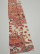 Photo2: 4K09z60  Japanese Kimono Silk  FABRIC House Off-white 81.9x7.5 (2)