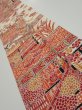 Photo2: 4K10z30  Japanese Kimono Silk  FABRIC House Off-white 35.8x7.3 (2)
