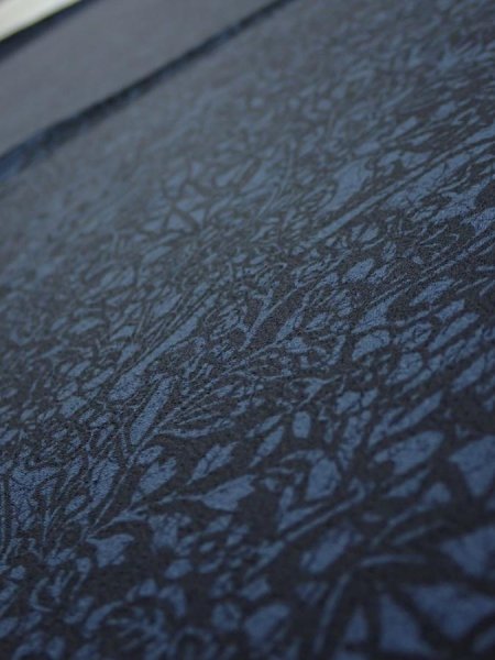 Photo4: 4K01z60  Japanese Kimono Silk  FABRIC Flowers Indigo 42.5x14.8 (4)